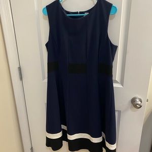 Calvin Klein navy, black and white shift dress